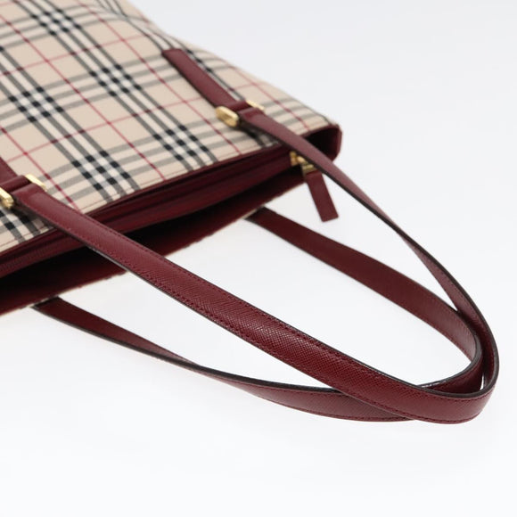BURBERRY Nova Check Umhängetasche Canvas Beige Rot Original 90761