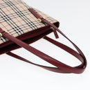 BURBERRY Nova Check Shoulder Bag Canvas Beige Red Auth 90761-7