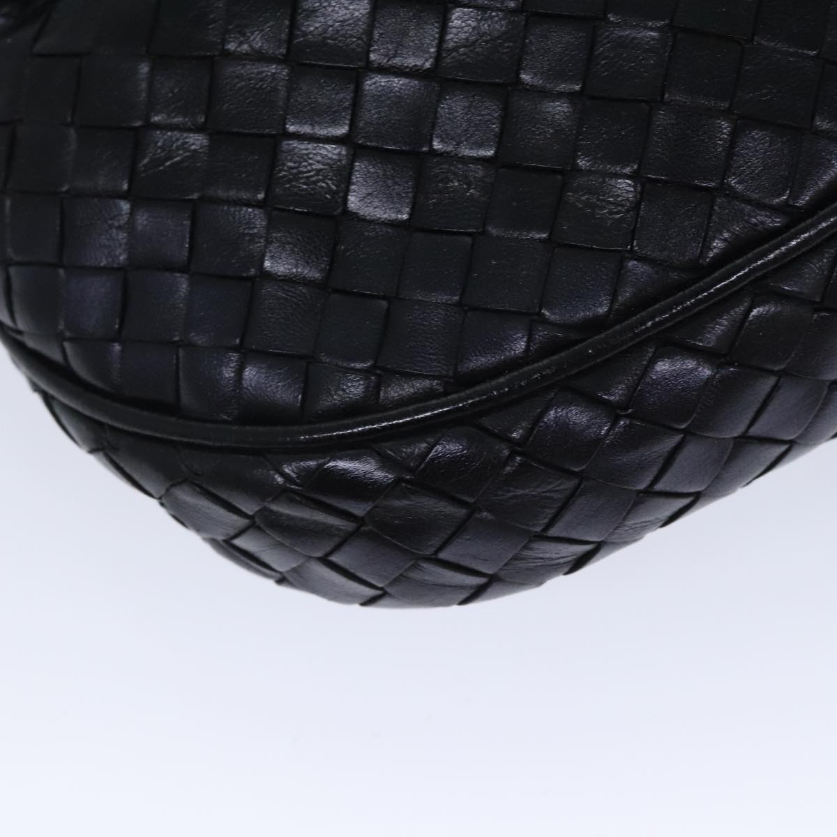 BOTTEGA VENETA INTRECCIATO Shoulder Bag Leather Black Auth 90762