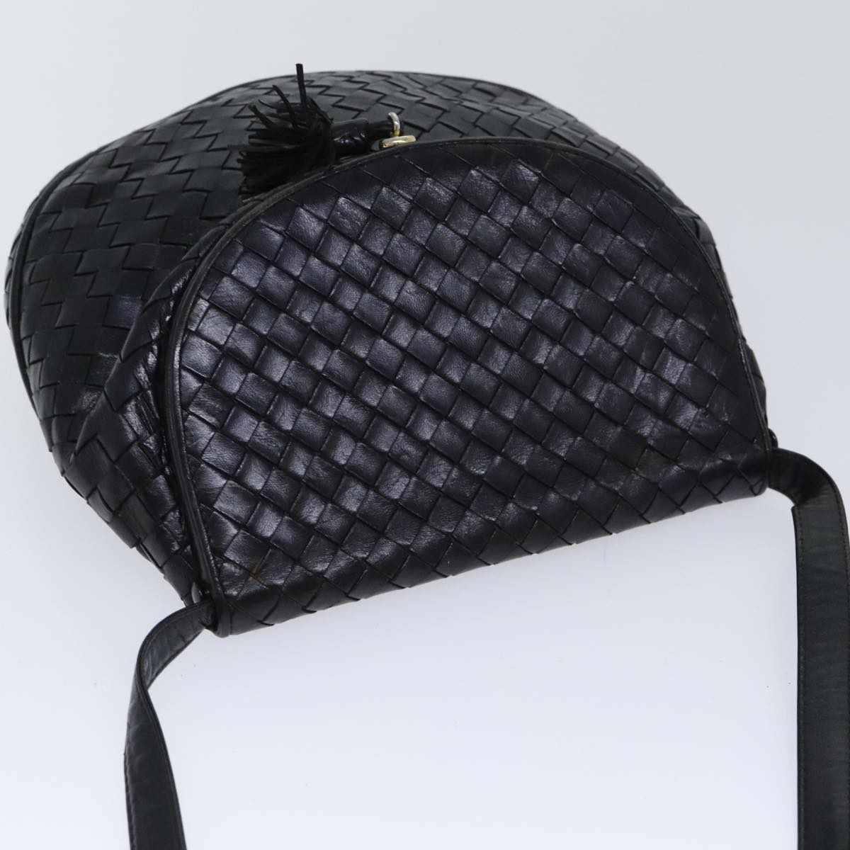 BOTTEGA VENETA INTRECCIATO Shoulder Bag Leather Black Auth 90762