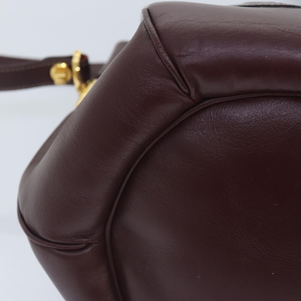 CARTIER Shoulder Bag Leather Bordeaux Auth 90783