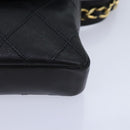 CHANEL Bicolore Chain Waist bag Leather Black Gold CC Auth 90785M-15
