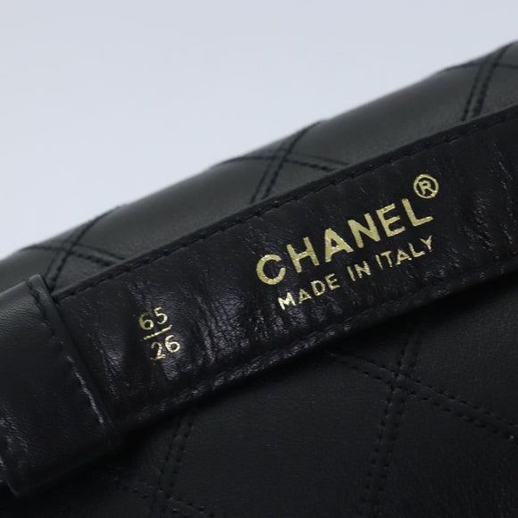 CHANEL Bicolore Chain Waist bag Leather Black Gold CC Auth 90785M