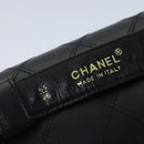 CHANEL Bicolore Chain Waist bag Leather Black Gold CC Auth 90785AM-18