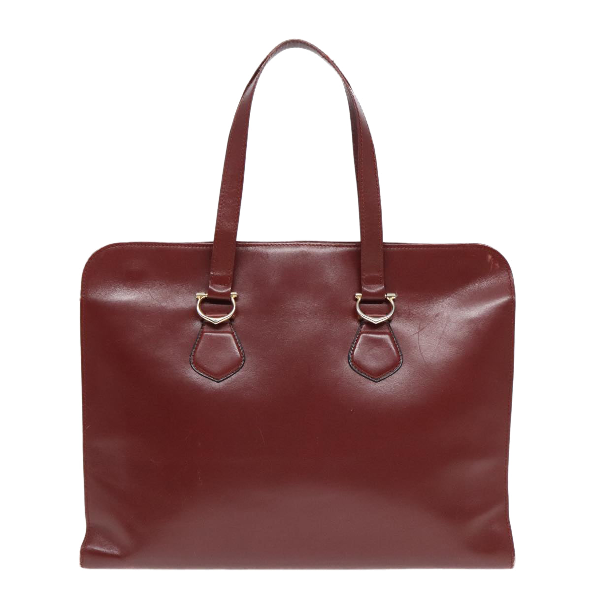 CARTIER Tote Bag Leather Bordeaux Auth 90789