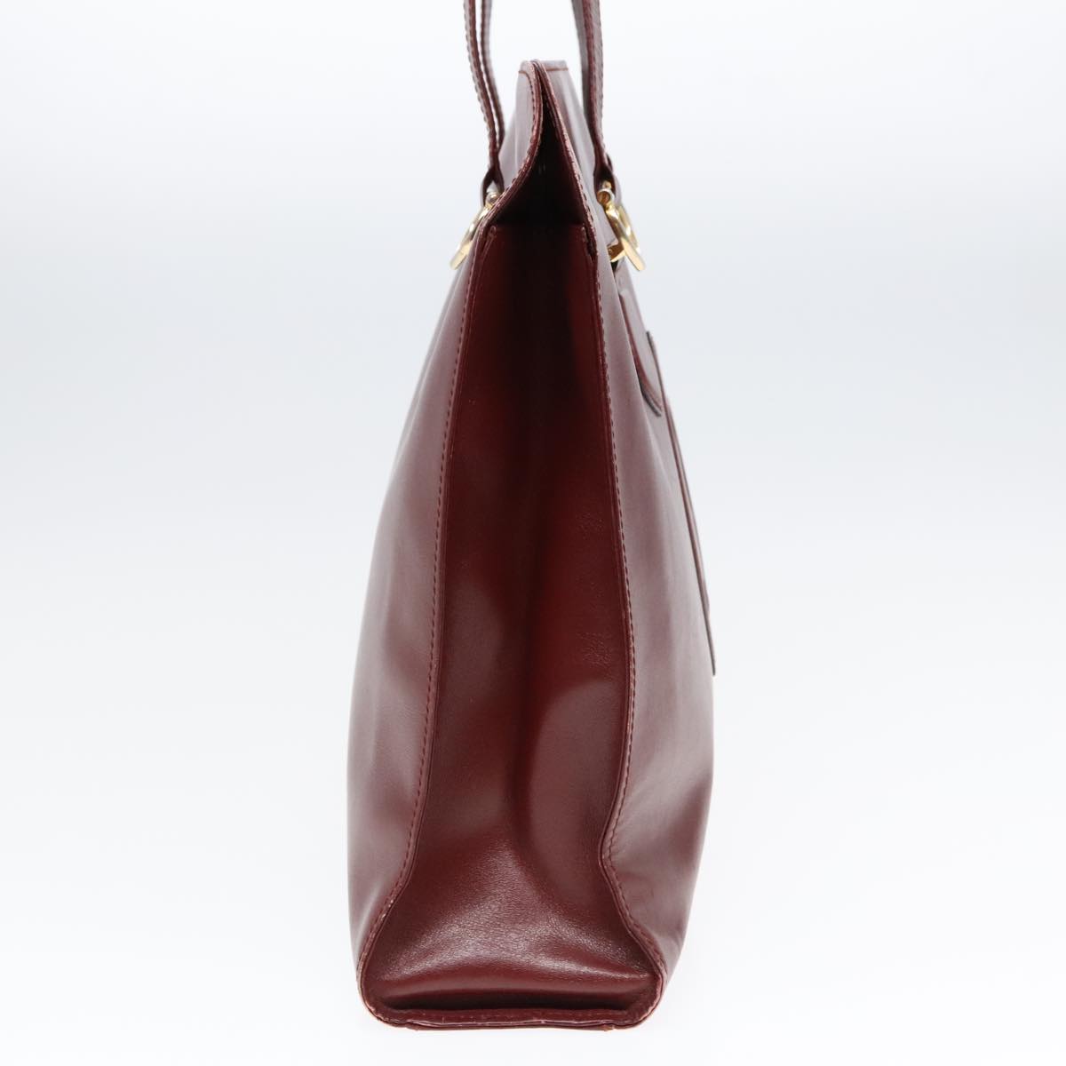 CARTIER Tote Bag Leather Bordeaux Auth 90789