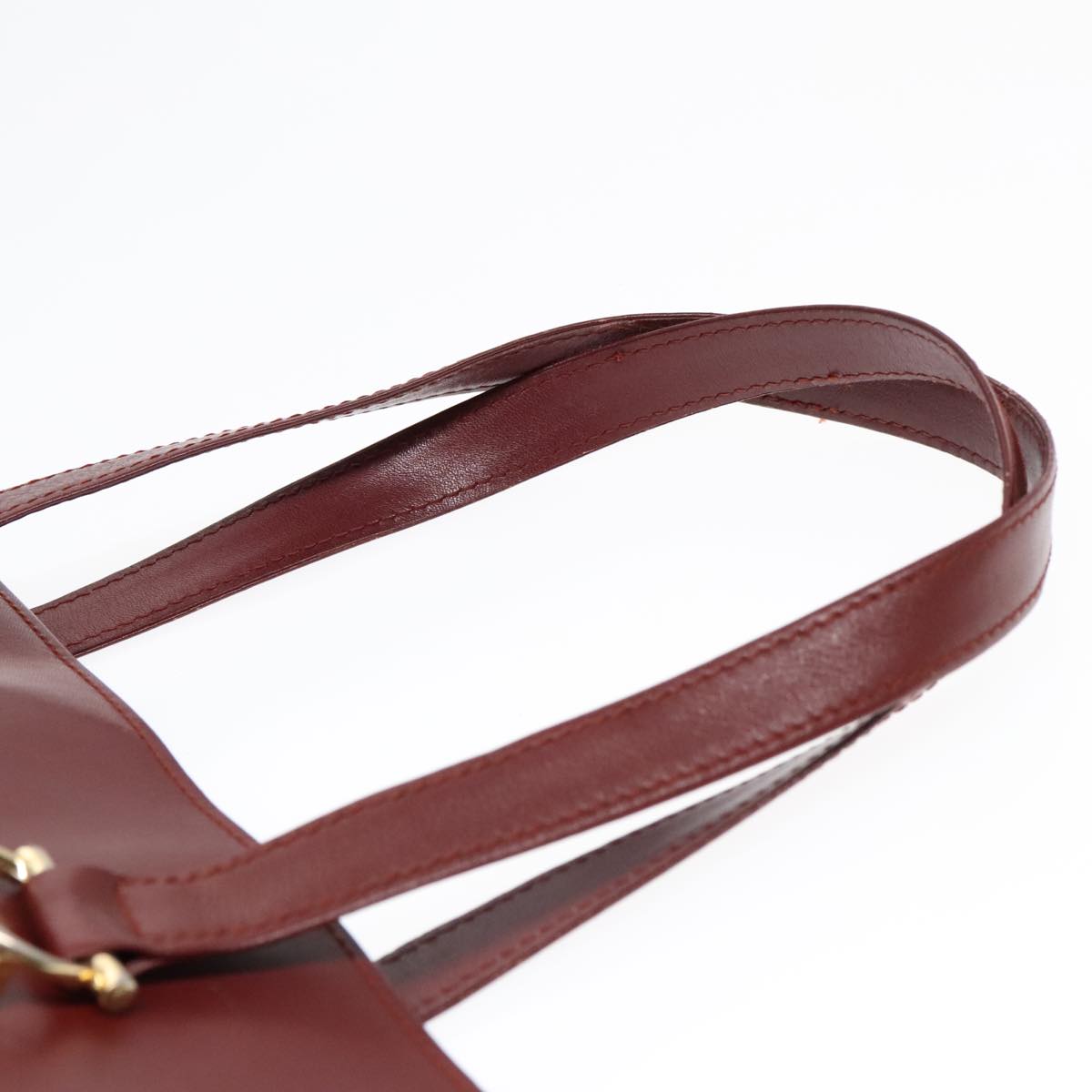 CARTIER Tote Bag Leather Bordeaux Auth 90789