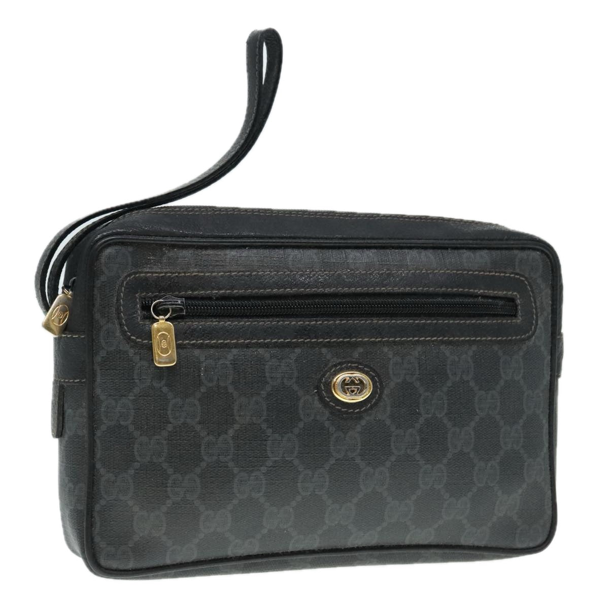 GUCCI GG Canvas Clutch Bag PVC Black Auth 90791