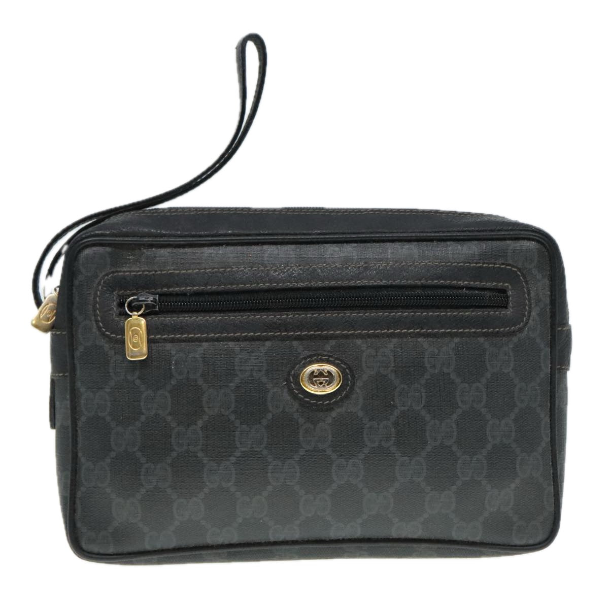 GUCCI GG Canvas Clutch Bag PVC Black Auth 90791