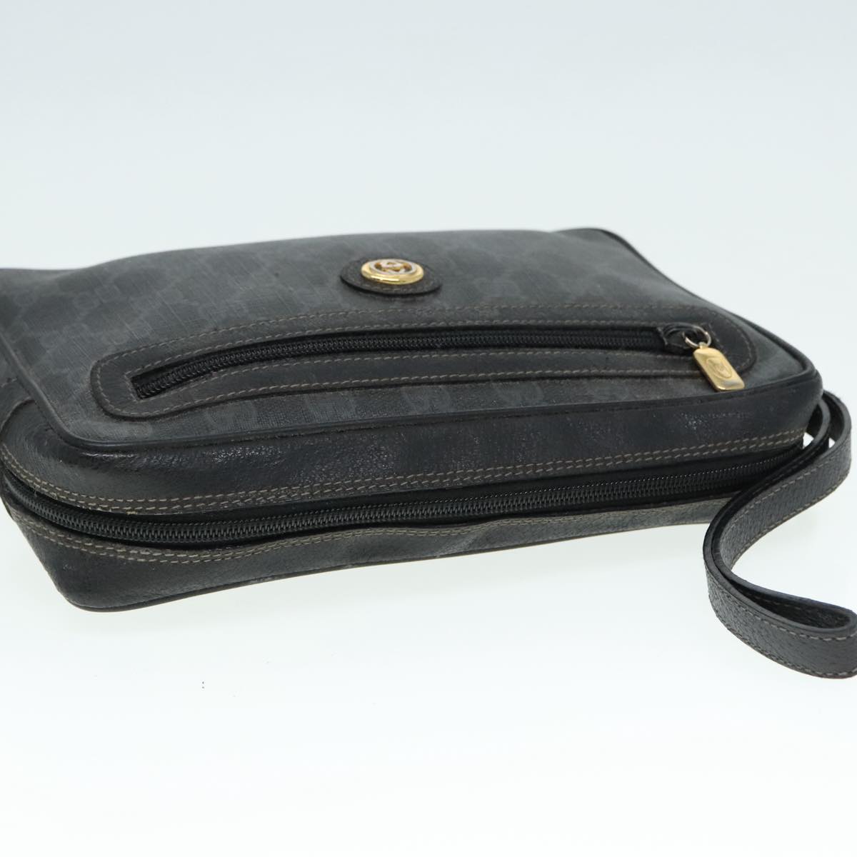 GUCCI GG Canvas Clutch Bag PVC Black Auth 90791