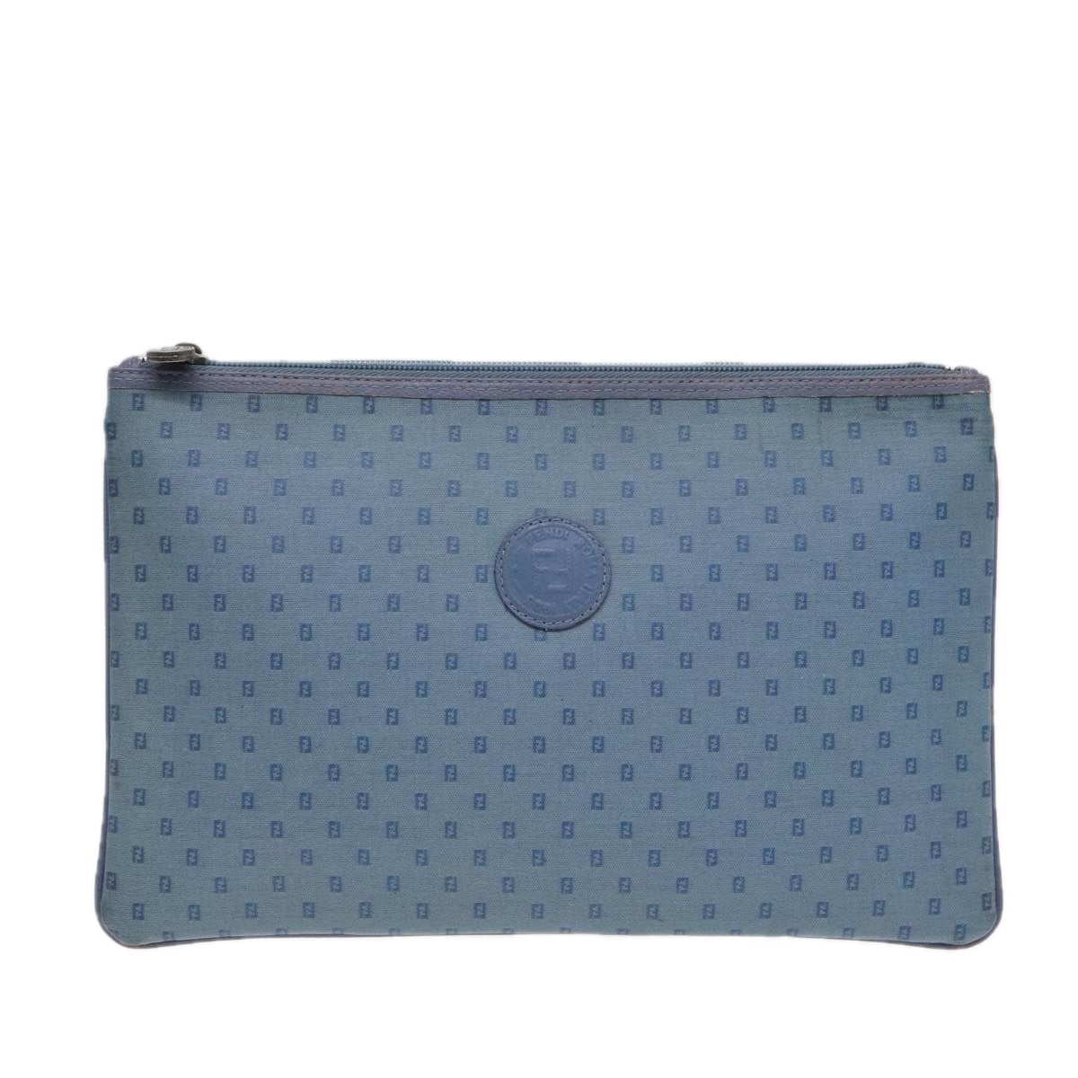 FENDI Clutch Bag PVCCanvas Blue Auth 90806