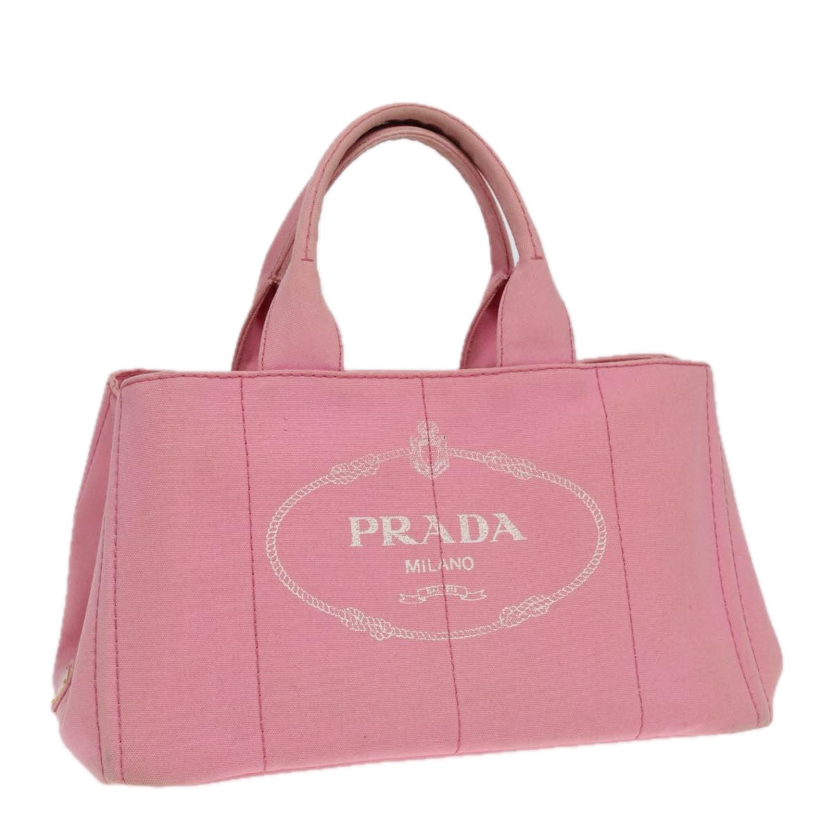 PRADA Canapa GM Tote Bag Denim Pink Gold Auth 90815