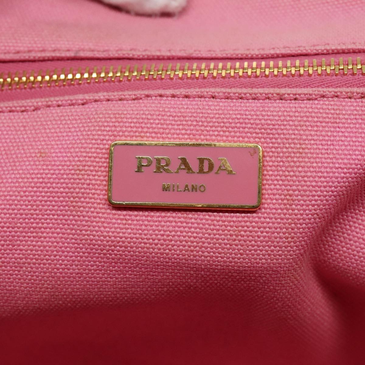 PRADA Canapa GM Tote Bag Denim Pink Gold Auth 90815