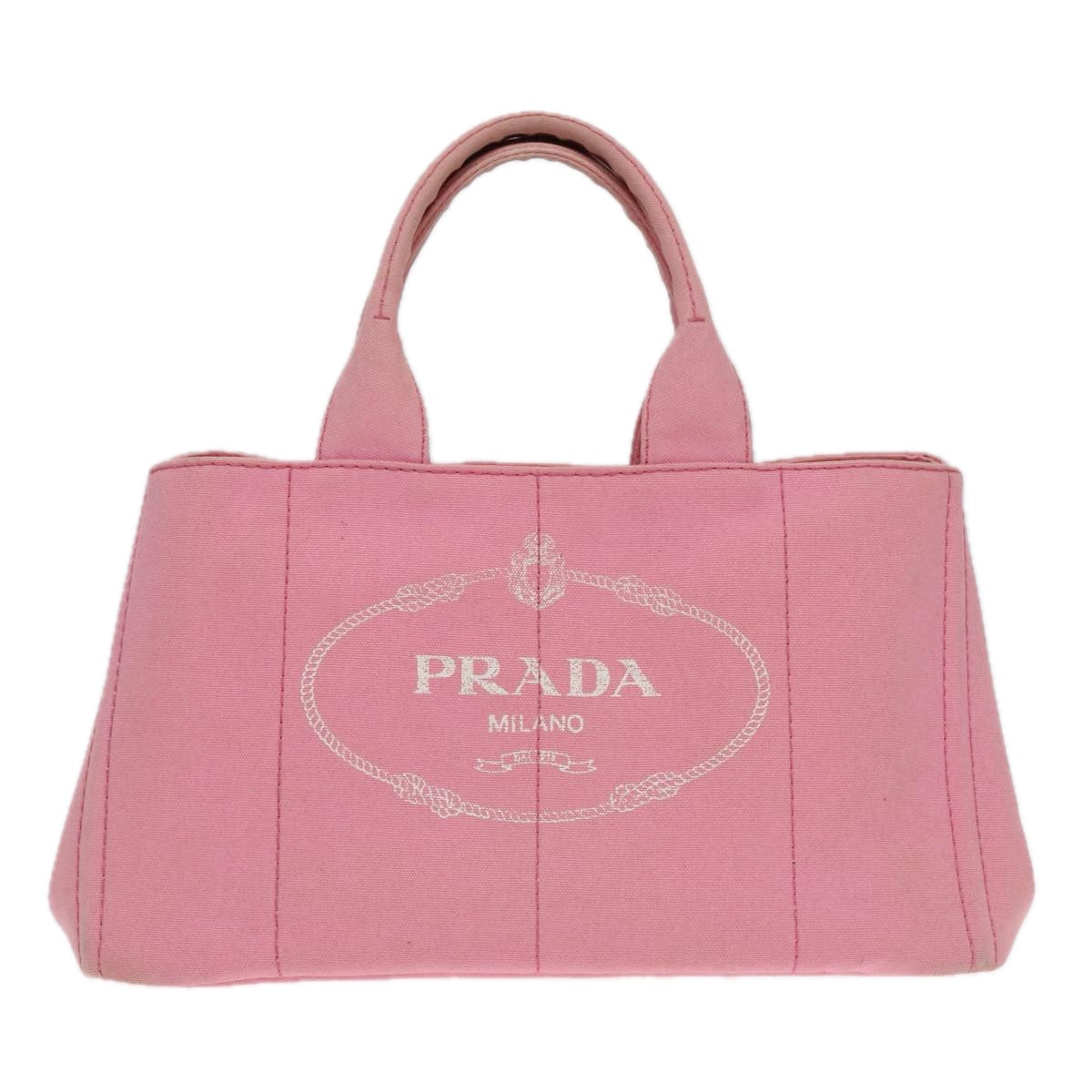 PRADA Canapa GM Tote Bag Denim Pink Gold Auth 90815