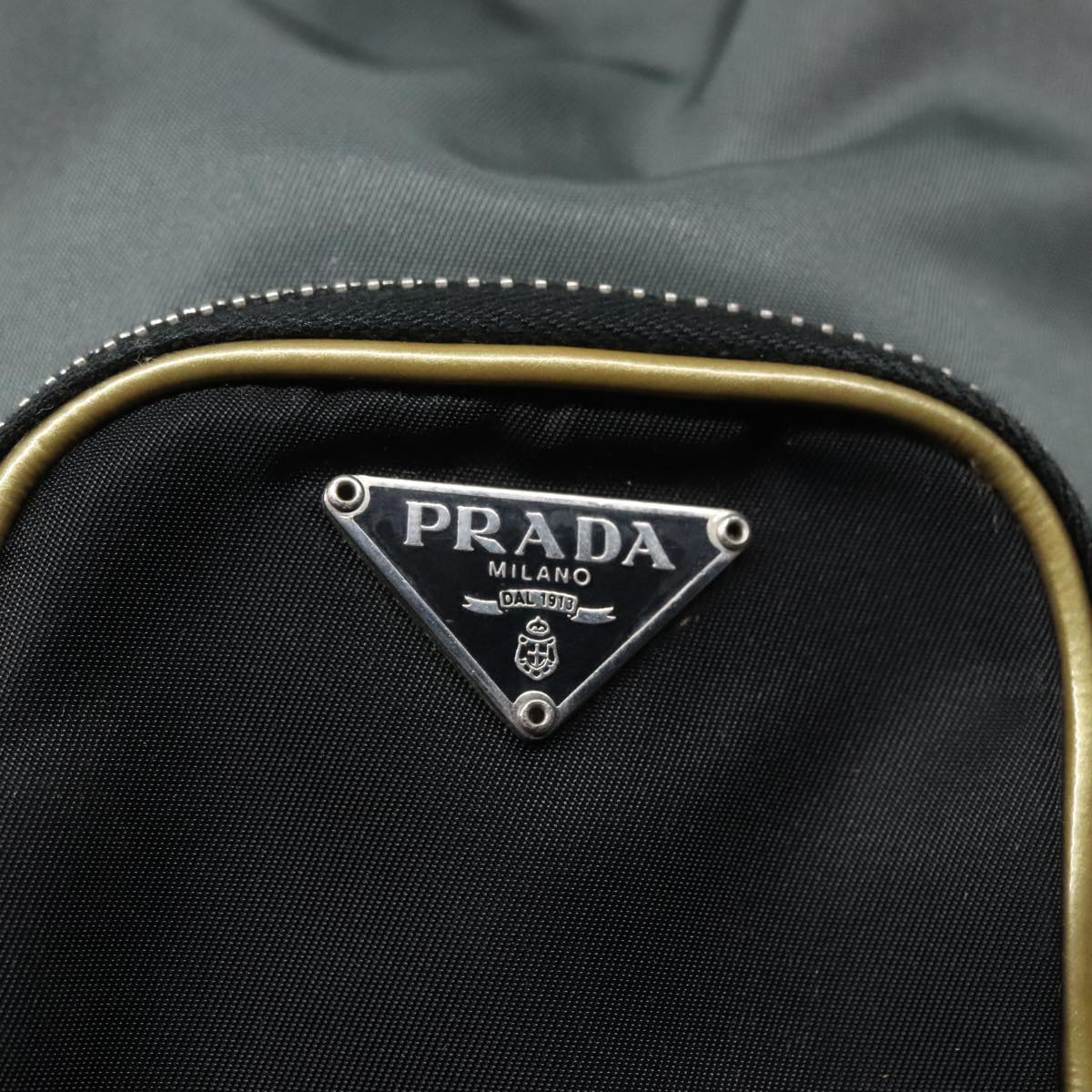 PRADA Hand Bag Nylon Gray Silver Auth 90824