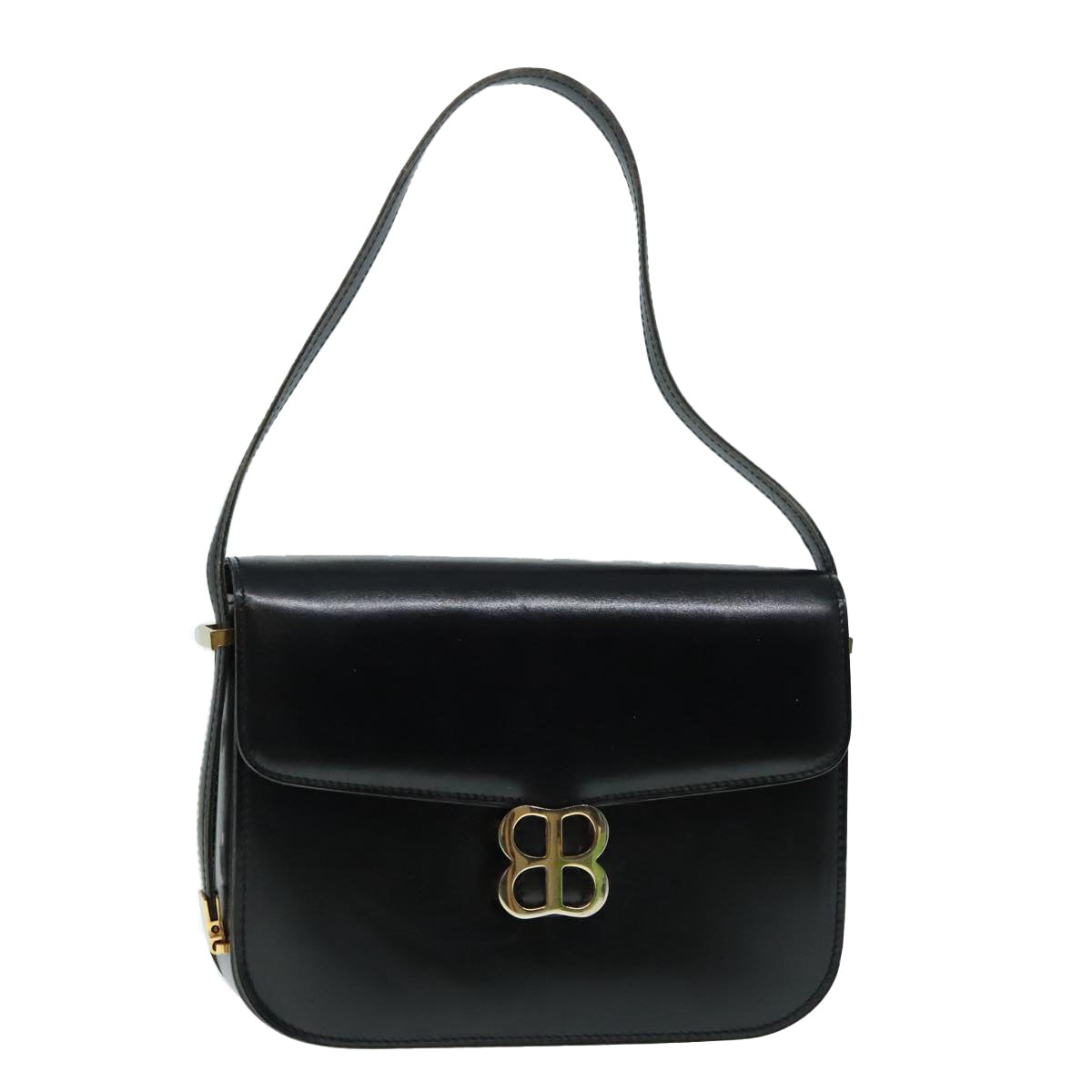 BALENCIAGA Shoulder Bag Leather Black Auth 90828