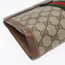 GUCCI GG Canvas Web Sherry Line Clutch Bag PVC Leather Beige Green Auth 90836-15