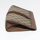 GUCCI GG Canvas Web Sherry Line Clutch Bag PVC Leather Beige Green Auth 90836-4