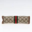 GUCCI GG Canvas Web Sherry Line Clutch Bag PVC Leather Beige Green Auth 90836-6