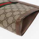 GUCCI GG Canvas Web Sherry Line Clutch Bag PVC Leather Beige Green Auth 90836-7