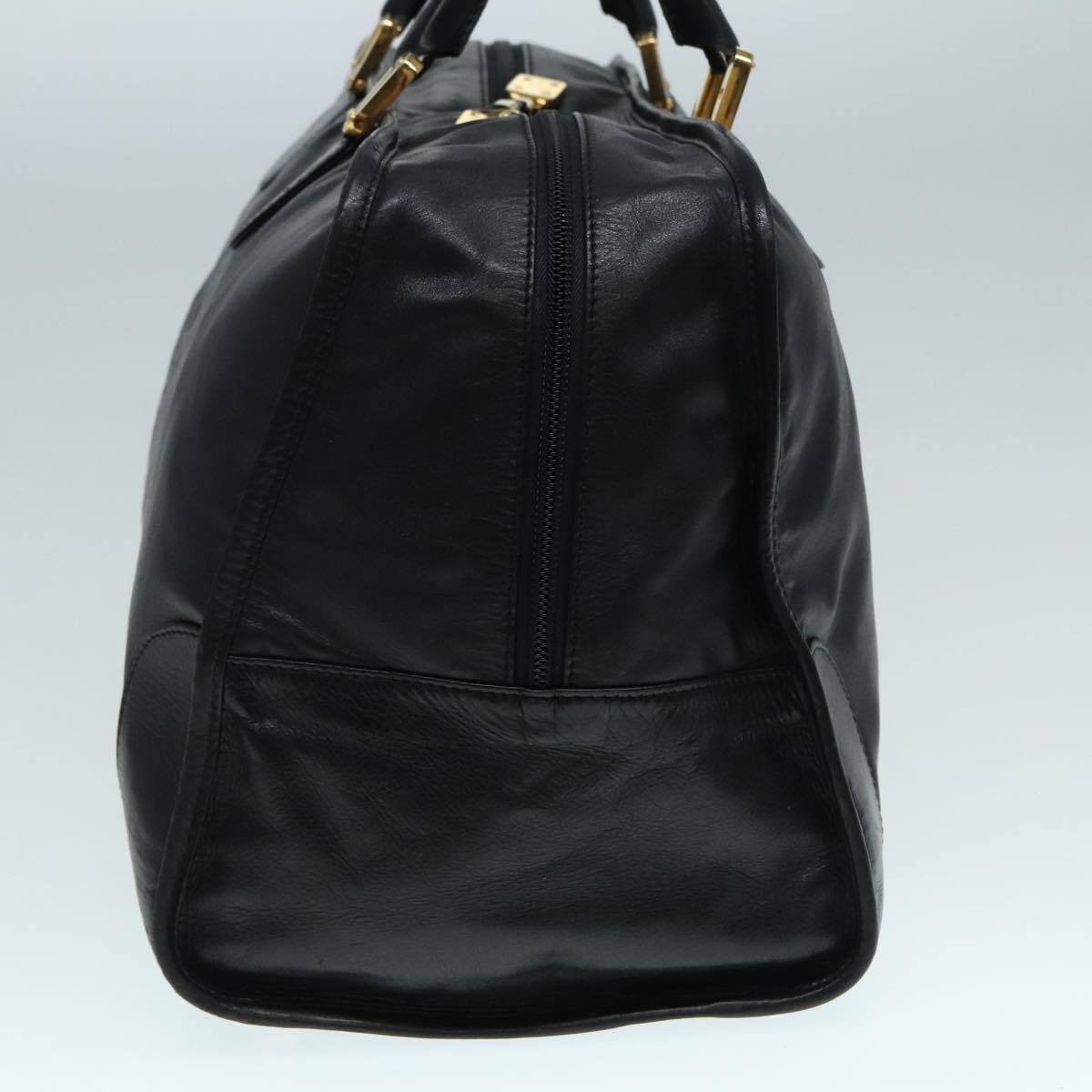 LOEWE anagram Boston Bag Leather Black Auth 90847