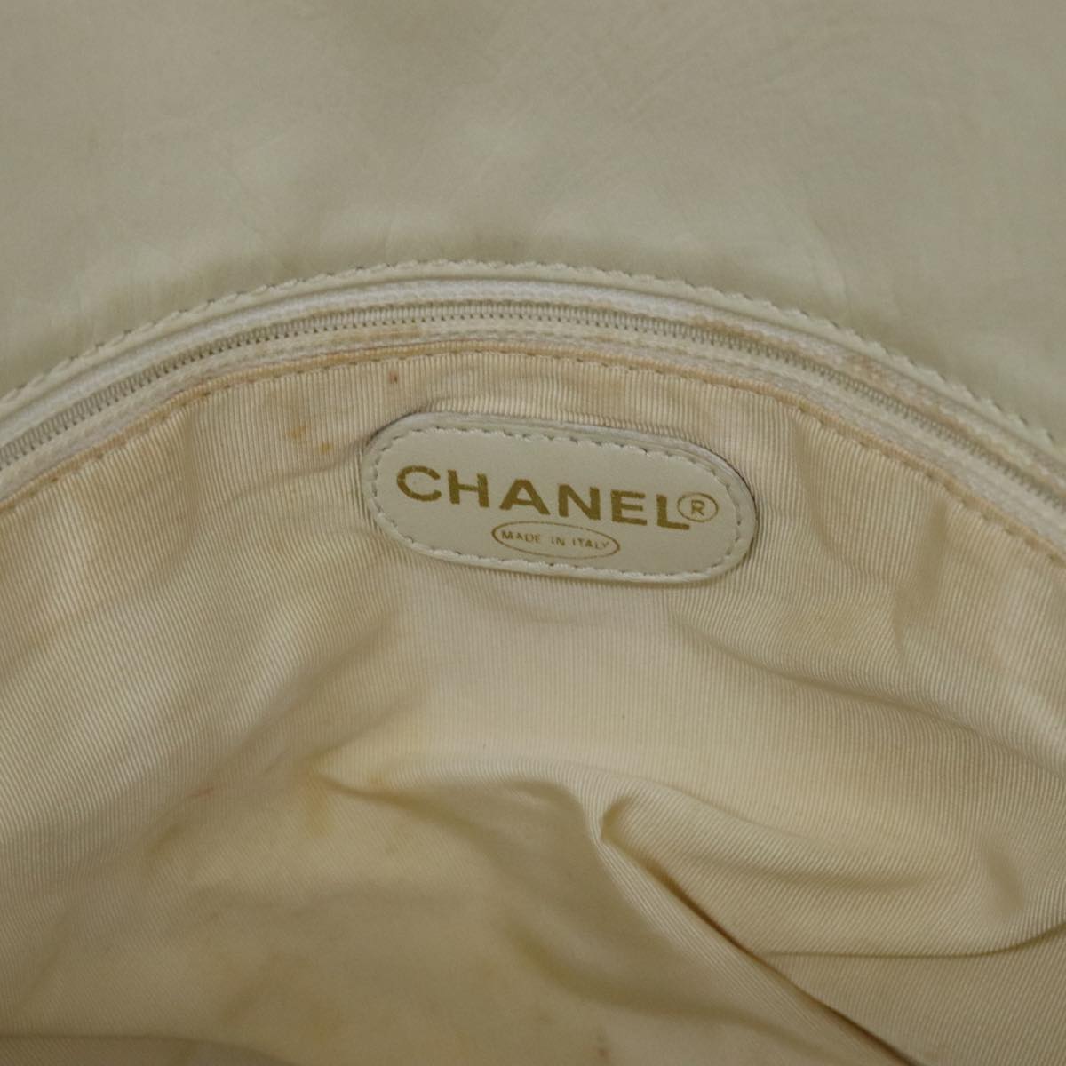 CHANEL COCO Mark Tote Bag Leather White CC Auth 90849