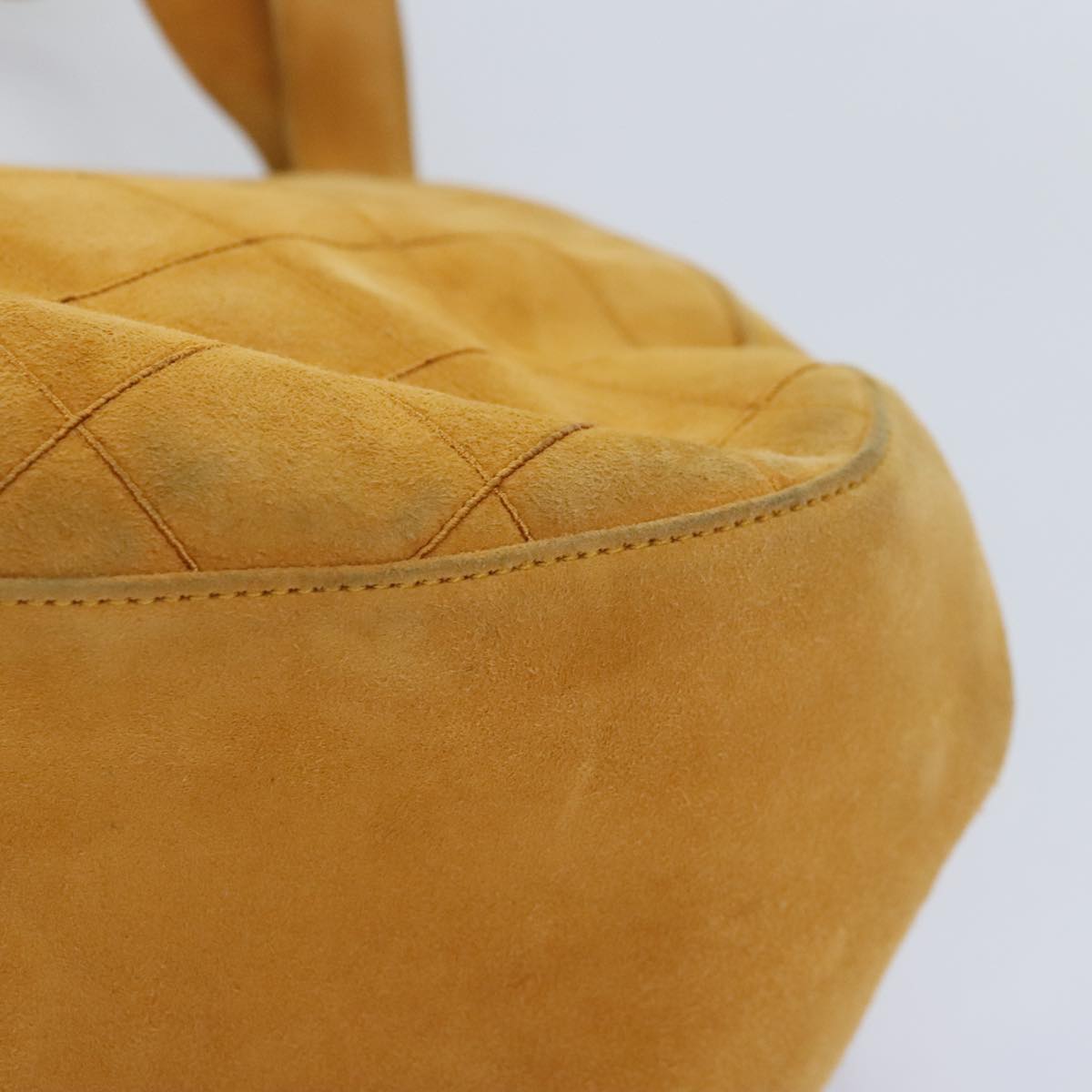 CHANEL Matelasse Hand Bag Suede Yellow CC Auth 90853