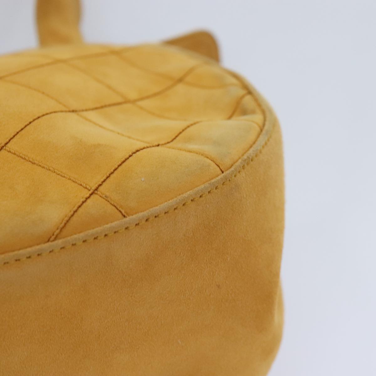 CHANEL Matelasse Hand Bag Suede Yellow CC Auth 90853