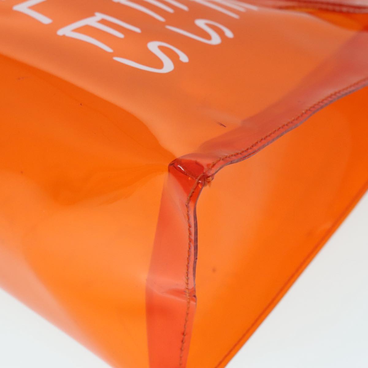 HERMES Vinyl Kelly Hand Bag Vinyl Orange Auth 90855