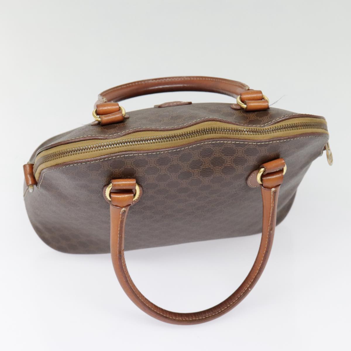 CELINE Macadam Canvas Hand Bag PVC Brown Auth 90856