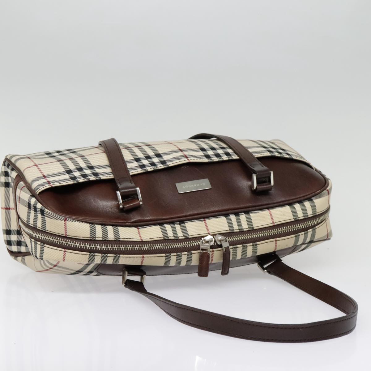 BURBERRY Nova Check Shoulder Bag Canvas Beige Auth 90861