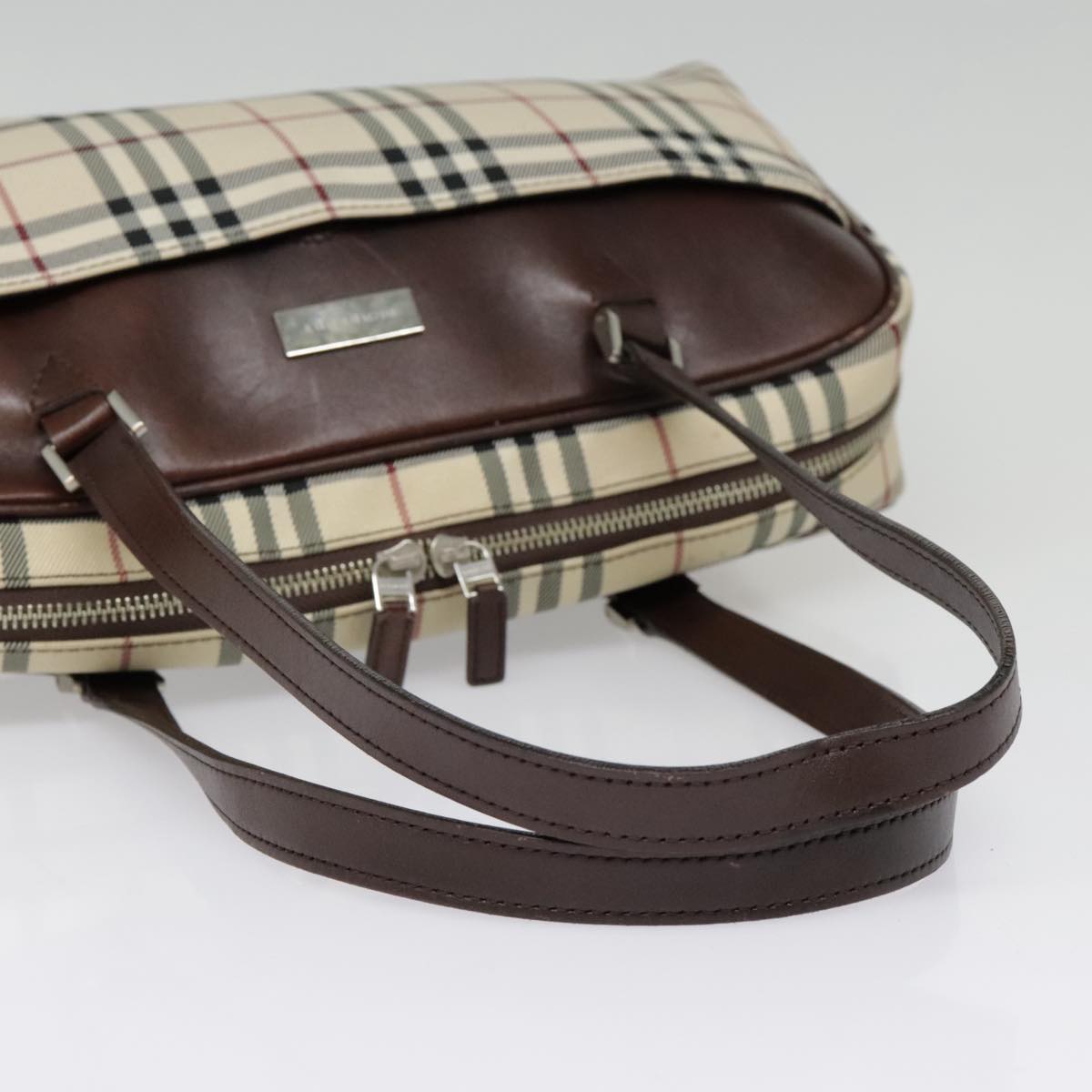 BURBERRY Nova Check Shoulder Bag Canvas Beige Auth 90861