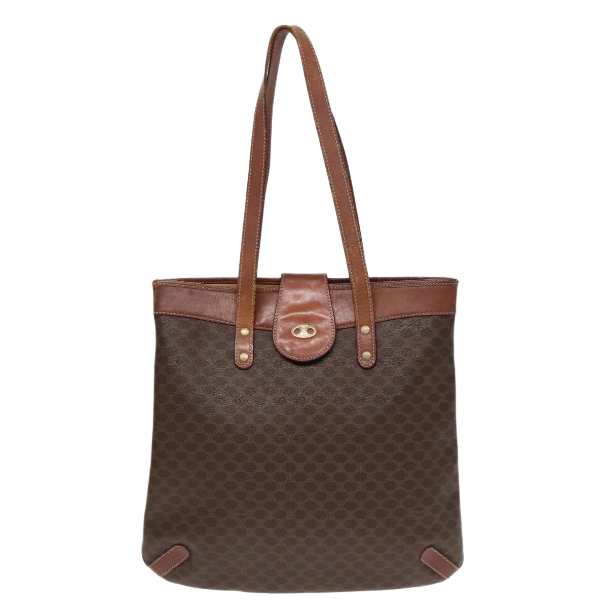 CELINE Macadam Canvas Tote Bag PVC Brown Auth 90881