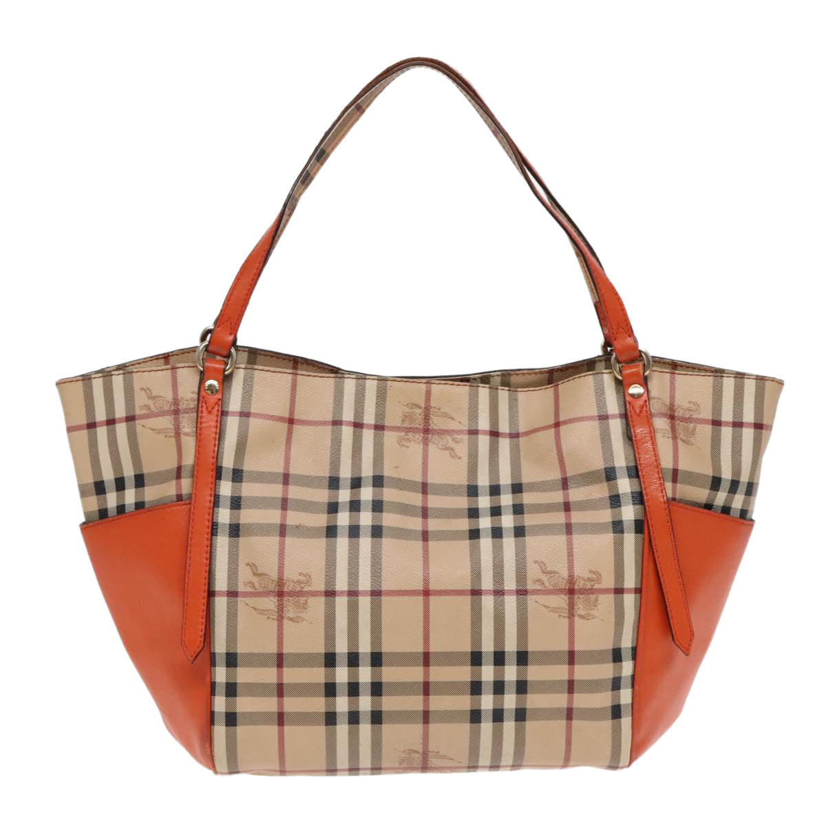 BURBERRY Nova Check Tote Bag PVC Beige Orange Auth 90884 - 0