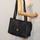 MCM Vicetos Logogram Shoulder Bag PVC Black Auth 90885-21