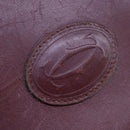 CARTIER Clutch Bag Leather Wine Red Auth 90899-9
