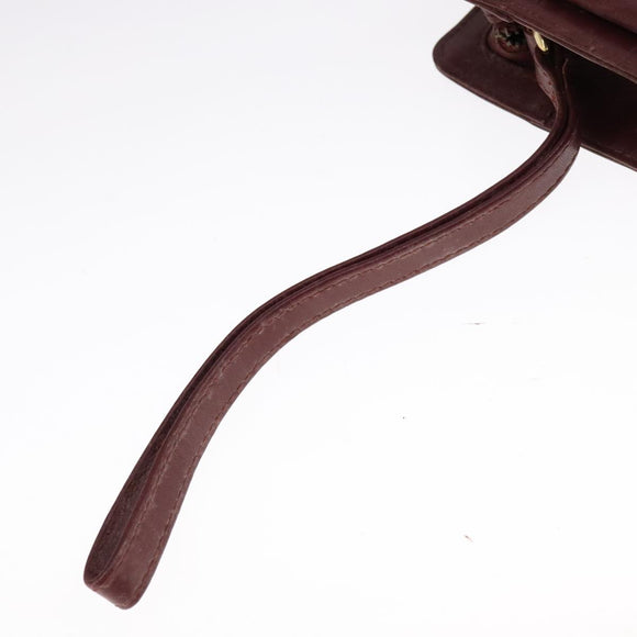 CARTIER Clutch Bag Leather Wine Red Auth 90899