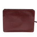 CARTIER Clutch Bag Leather Wine Red Auth 90899-2