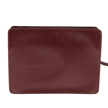 CARTIER Clutch Bag Leather Wine Red Auth 90899 - 0