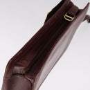 CARTIER Clutch Bag Leather Wine Red Auth 90899-5