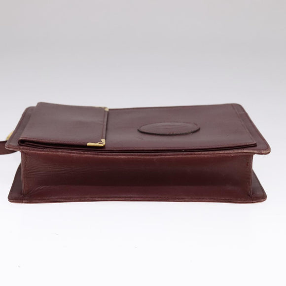 CARTIER Clutch Bag Leather Wine Red Auth 90899