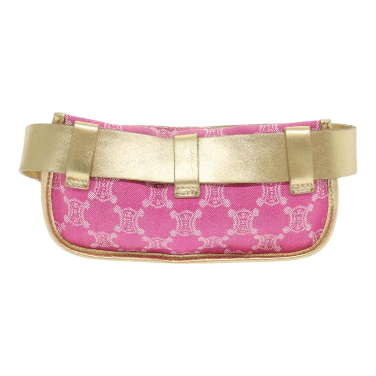 CELINE Paris Macadam Canvas Waist Bag Canvas Pink Gold Auth 90934 - 0