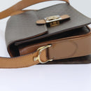 CELINE Macadam Canvas Shoulder Bag PVC Leather Brown Auth 90950-3