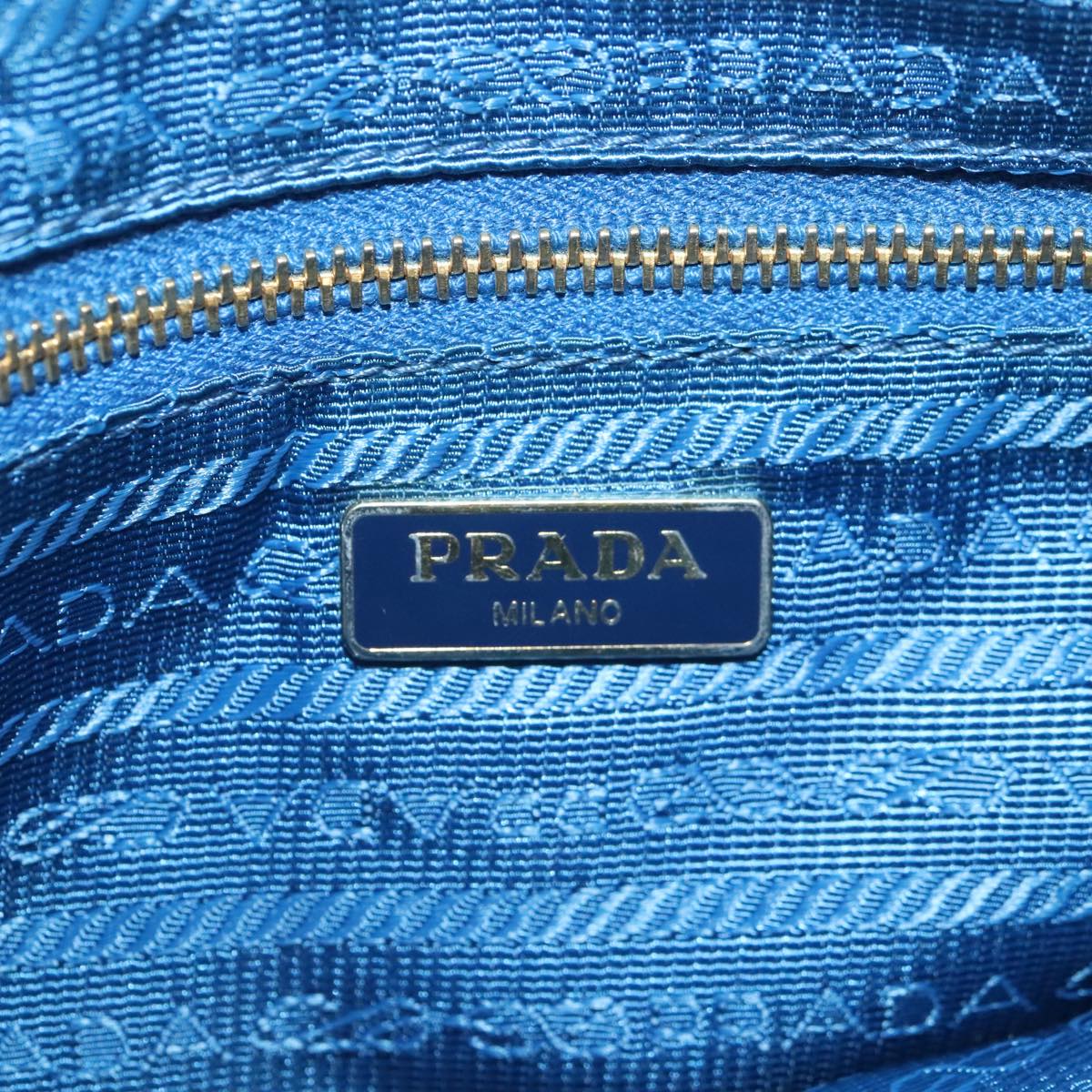 PRADA Accessory Pouch Nylon Blue Gold Auth 90956