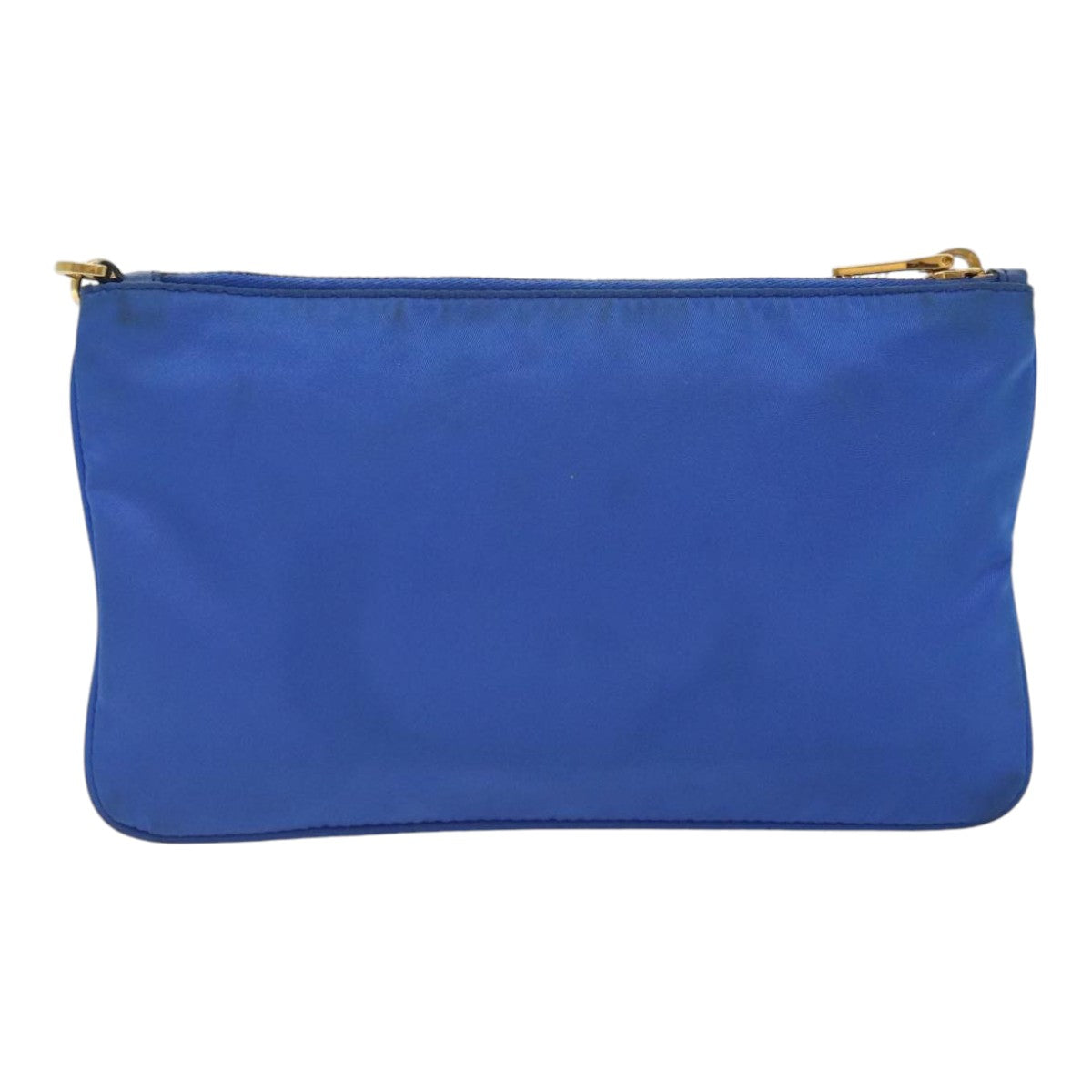 PRADA Accessory Pouch Nylon Blue Gold Auth 90956