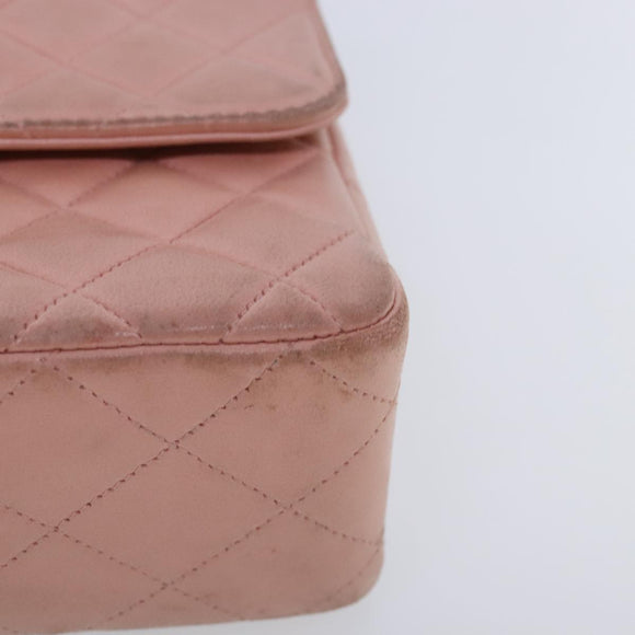 CHANEL Parent Child Bag Hand Bag Lamb Skin Pink Gold CC Auth 90957SAV