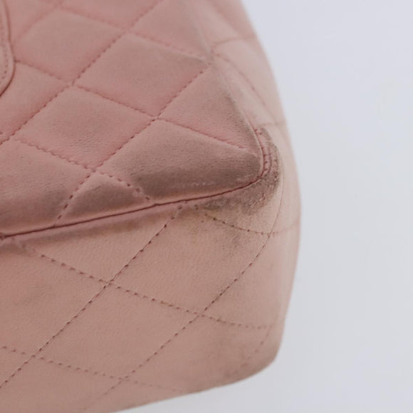 CHANEL Parent Child Bag Hand Bag Lamb Skin Pink Gold CC Auth 90957SAV