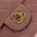 CHANEL Parent Child Bag Hand Bag Lamb Skin Pink Gold CC Auth 90957SAV-17