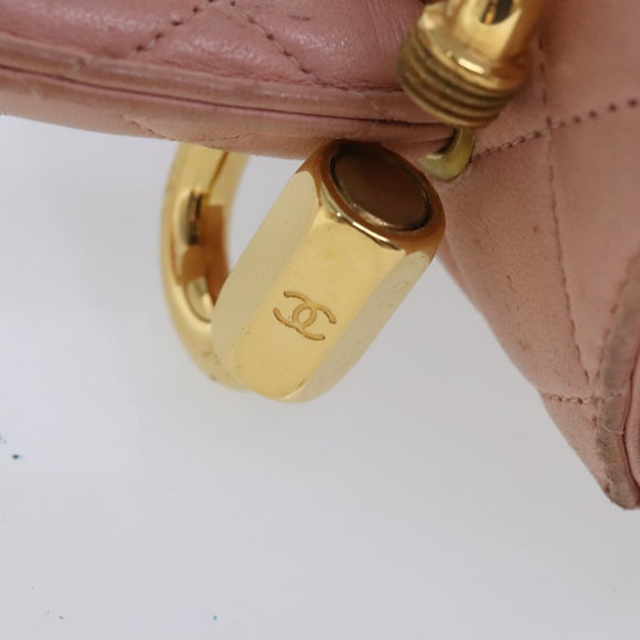 CHANEL Parent Child Bag Hand Bag Lamb Skin Pink Gold CC Auth 90957SAV