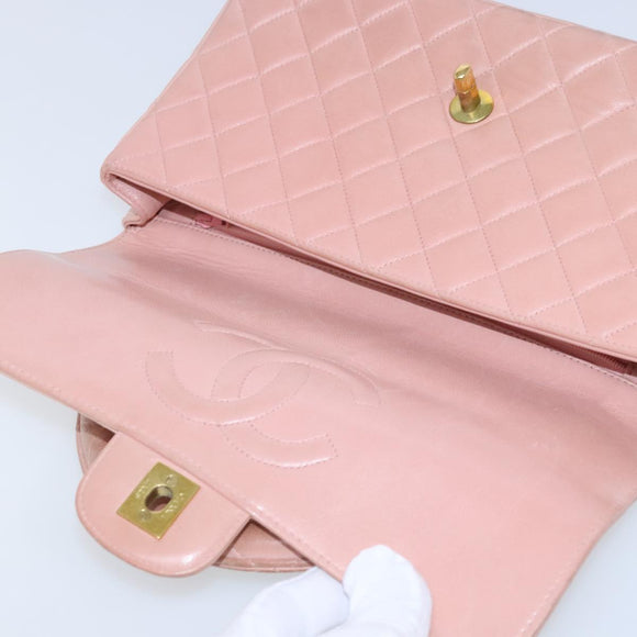 CHANEL Parent Child Bag Hand Bag Lamb Skin Pink Gold CC Auth 90957SAV